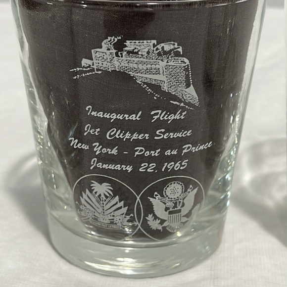 Pan Am Glasses Jet Clipper 1965 Inaugural Flight NY To Port-A-Prince Set Of 6 - Picture 2 of 16